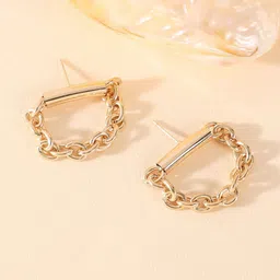 DressBerry Gold-Plated Contemporary Shaped Drop Earrings-image-68