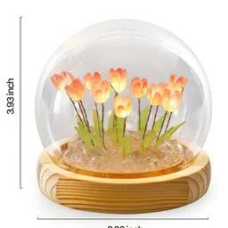 The Purple Tree White & Blue Tulip LED Glass Table Lamp image 4