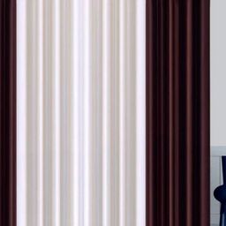 BELLA TRUE White & Brown 4 Pieces Door Curtains-picture-37