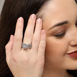 unity bond 925 Silver Adjustable AD Diamond Ring for girls Silver Diamond Silver Plated Ring image 5