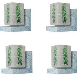 1ST TIME Green & White Printed Wood Square Shaped Wall Lamp-picture-50