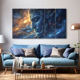 The Castle Decor Blue 5 Piece Wood Other Wall Paintings-image-49