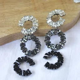 THE BLING GIRLL Silver-Plated Artificial Stones Studded Circular Drop Earrings image 5