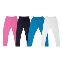 FRENCH KLEIDER Girls Pack Of 4 Cotton Mid-Rise Churidar-Length Leggings-picture-24