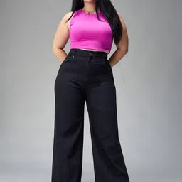 Miss Chase A+ Women Wide Leg High-Rise Heavy Fade Stretchable Jeans image 3