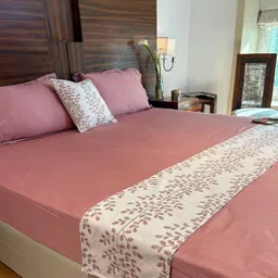 Bells & Whistles Primrose Pink & Cream-Colored Embroidered Pure Cotton Bed Runner image 2