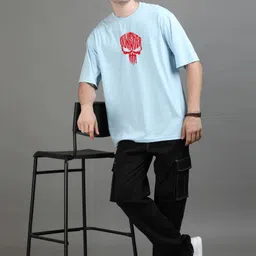 GSPO Men Typography Printed Drop-Shoulder Sleeves T-shirt image 3
