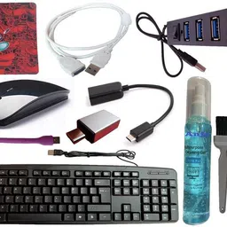 ANJO Wired Keyboard-Wireless Mouse-Pad-Hub 2.0-3in1 Cleaner-OTG C&M-Ext Cable-LED Combo Set-picture-19