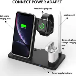 NAVDEVI 4 in 1 Portable 40W Wireless Fast Charging Stand Dock Station Foldable Charger Charging Pad image 3