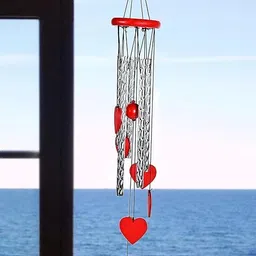 Red Heart Wind Chime Heart-Shaped Hanging Decoration for Home, Balcony, Garden Plastic, Glass Windchime-picture-24