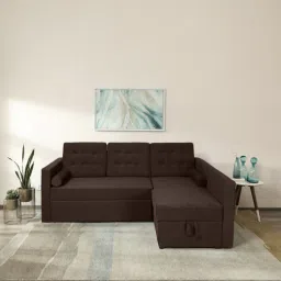 woodsworth from pepperfry Claven Fabric LHS Pull Out Sofa Cum Bed In Chestnut Brown Colour With Storage-picture-32