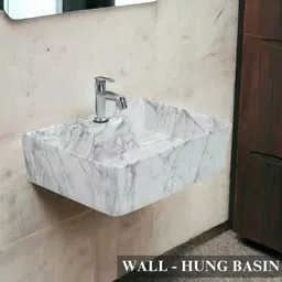 delta Table Top & Wall Mount Ceramic WashBasin(05) with Waste Pipe & Coupling set (16*12*5)(T)(M05) Wall Hung Basin image 2
