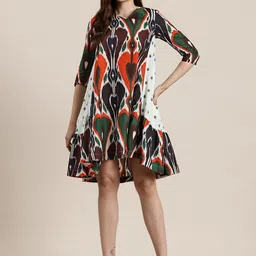 HERE&NOW Ikat Printed A-Line Dress-picture-33