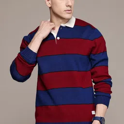 The Roadster Lifestyle Co.Acrylic Striped Pullover-image-41