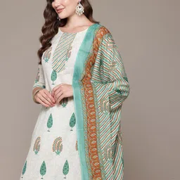 Readiprint Fashions Ethnic Motifs Printed Regular Aari Work Pure Cotton Kurta Set-picture-37