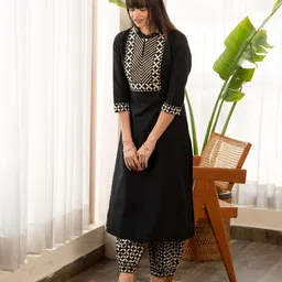 KALINI Floral Printed V-Neck Kurta With Palazzos-image-38