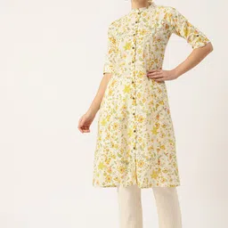 FERANOID Floral Printed Block Print Pure Cotton Kurta-image-16