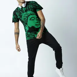 Huetrap Men Green & Black Printed T-shirt-picture-30