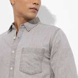 R.Code by The Roadster Life Co. Solid Denim Shirt image 3