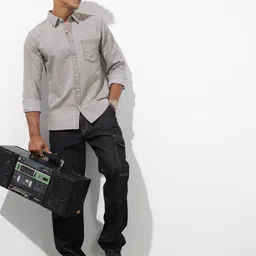 R.Code by The Roadster Life Co. Solid Denim Shirt image 4