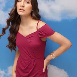 CORSICA Cold-Shoulder Sleeves Sheath Dress-picture-33