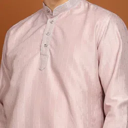 FUBAR Men Woven Design Mandarin Collar Regular Knee Length Straight Kurta image 4