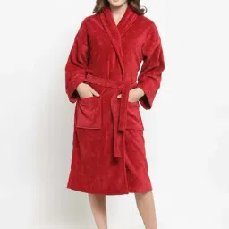 Trident Rio Red Cotton 350 GSM Bathrobe-image-11