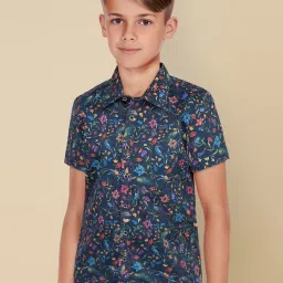 Allen Solly Junior Kids Navy Cotton Floral Print Shirt image 3