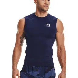 Under Armour Navy Blue Muscle Fit Sports T-Shirt-image-94