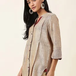 Fabindia Beige & Maroon Printed Tunic image 3