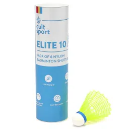 Cultsport Pack of 6 Elite 10 Nylon Shuttlecocks (Lime) image 2