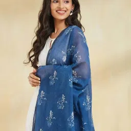Fabindia Blue Regular Fit Printed Dupatta image 3