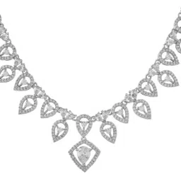 Voylla Silver Sparkling Elegance Timeless Teardrop American Diamond Necklace & Earring Set image 5