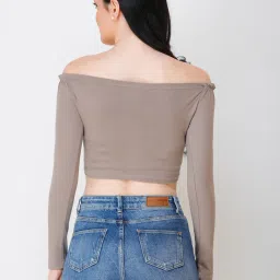 Scorpius Beige Regular Fit Crop Top image 2