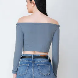 Scorpius Grey Regular Fit Crop Top image 2