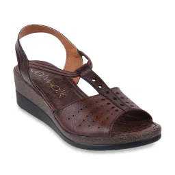 Catwalk Women's Brown Ankle Strap Wedges image 2