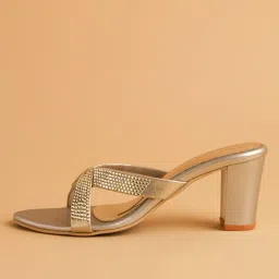 Eridani Women's Cathy Gold Cross Strap Sandals image 2