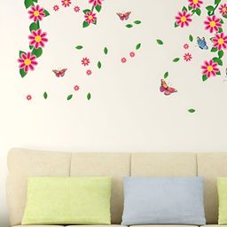 LANSTICK Red & Green Tree With Flower Self Adhesive Wall Sticker-picture-6