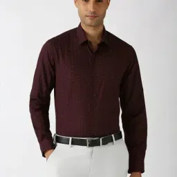Peter England Brown Cotton Slim Fit Printed Shirt-image-25