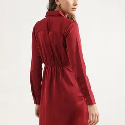 United Colors of Benetton Spread Collar Solid Shirt Mini Dress image 4