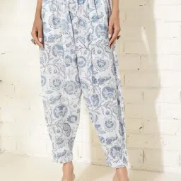 Fabindia White & Blue Cotton Printed Salwar-picture-40