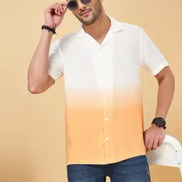 People by Pantaloons Orange & White Slim Fit Printed Shirt-image-16