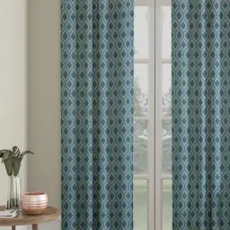 Fabindia Home Netra Teal Cotton 7 ft Door Curtain-image-21