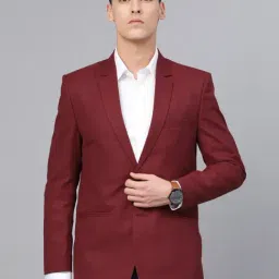 ManQ Maroon Slim Fit Notch Lapel Blazer-picture-27
