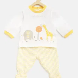 Chicco Kids White & Yellow Printed T-Shirt with Pants-image-70