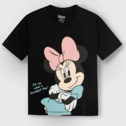 Nap Chief Girls Black Cotton Regular Fit Character Based T-Shirt-image-97