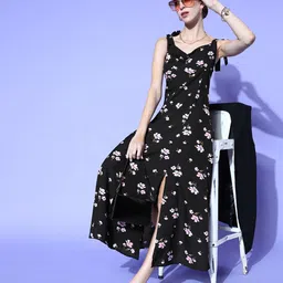 U&F Women Stylish Black Floral Sun Dress-picture-14
