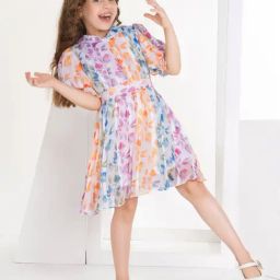 Peppermint Girls Multicolor Floral Print Dress-picture-13