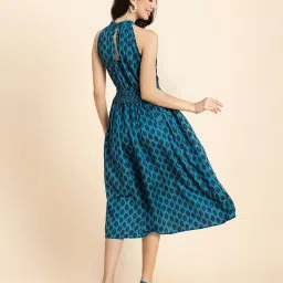 Moomaya Teal & Black Printed Midi Dress image 2
