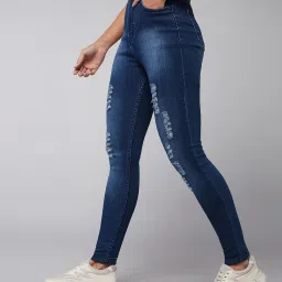 DOLCE CRUDO Blue Distressed High Rise Jeans image 3